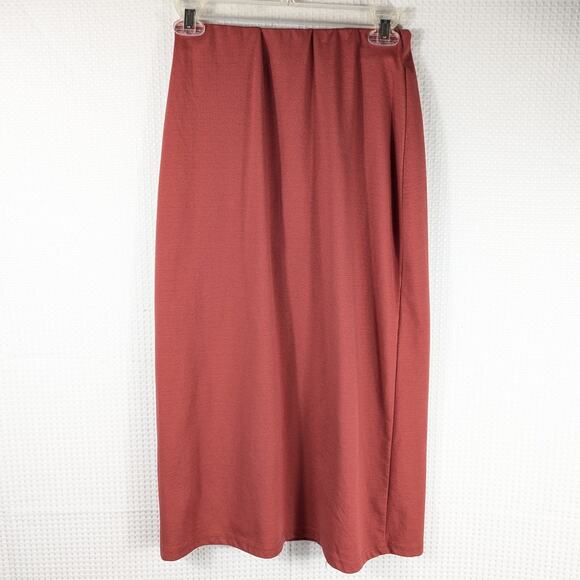 Yook Yook Girls Rust Midi Skirt Women Cotton Blend Elastic Waist Made in Korea - Picture 1 of 4